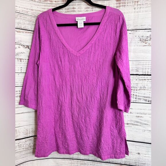 Soft Surroundings Tunic Womens Sz large Top embroidered Boho Cotton pink V Neck - Picture 1 of 11